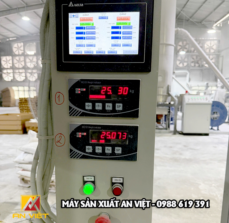 Lắp đặt cân đóng bao dạng hạt cho công ty An Tiến năng suất 300 bao/h
